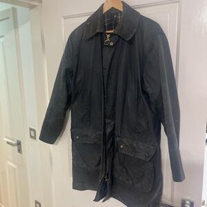 Barbour Border Waxed Jacket in Navy